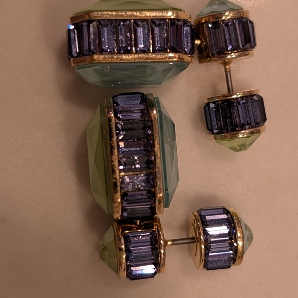 design.
Swarovski Orbita Reversible Drop Earrings - Green/ Purple/Blue - Picture 10 of 10